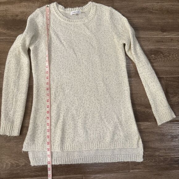 Calvin Klein Silver White Glittery Sweater Women's Size Small Longer Torso - Picture 8 of 8